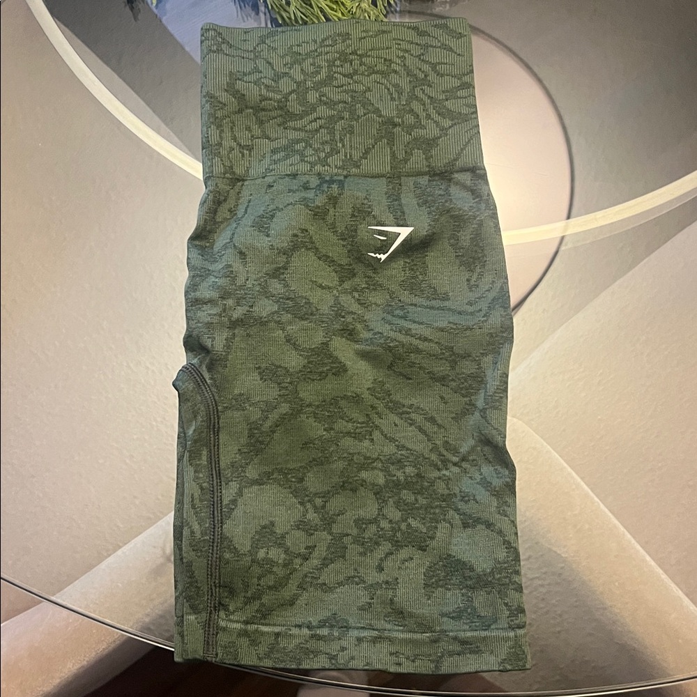 GYMSHARK--- ADAPT x WHITNEY SIMMONS SHORTS—FORCE GREEN/WINTER OLIVE— SIZE SMALL